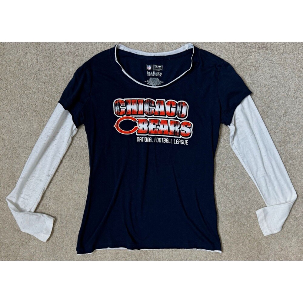1st & Fashion Collection Chicago Bears NFL Womens Long Sleeve Shirt Small
